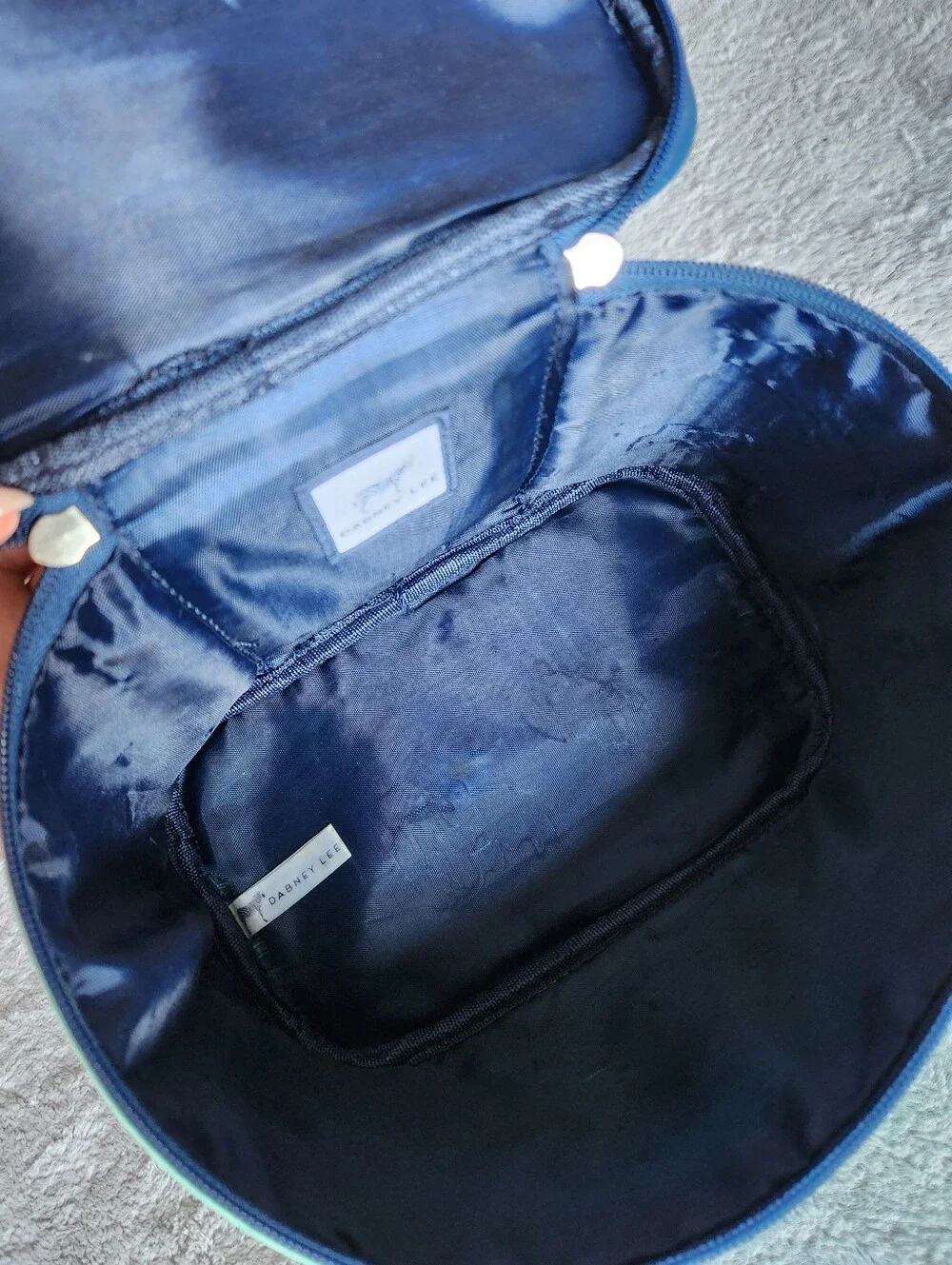 Dabney Lee Mint Navy Star Print Cosmetic Travel Toiletries Bag Pouch Duo Set